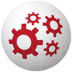 Red Process icon on white ball