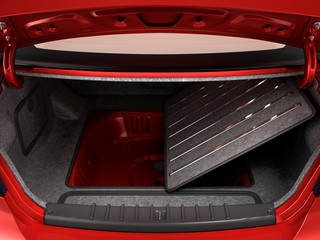 empty open trunk of a car 3d render