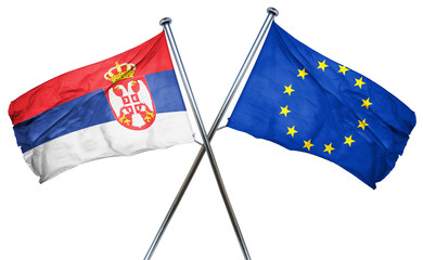 Serbia flag  combined with european union flag