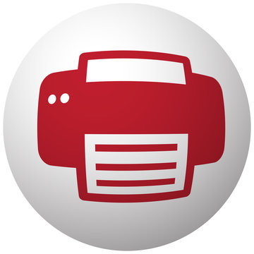Red Printer icon on white ball