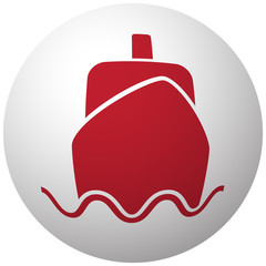 Red Boat icon on white ball