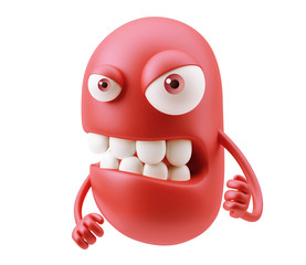 Obraz premium Angry Red Emoticon Face. 3d Rendering.