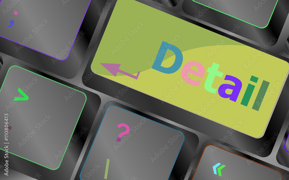 Poster detail of the keyboard with color key detail vector keyboard key. keyboard button. vector illustrati