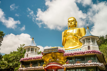 Cave in Dambulla, Sri Lanka. Cave temple has five caves under a vast overhanging rock and dates...