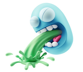 Fototapeta premium Hangover Vomit Emoticon Face. 3d Rendering.