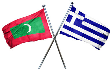 Obraz premium Maldives flag combined with greek flag