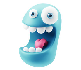 Laughing Emoji Cartoon. 3d Rendering.
