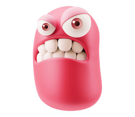 Angry Emoticon Face. 3d Rendering.