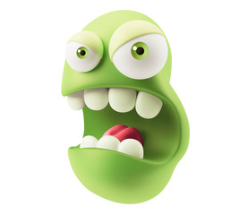 Mad Emoticon Character Face Expression. 3d Rendering.