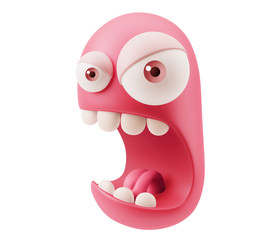 Obraz premium Angry Emoticon Face. 3d Rendering.