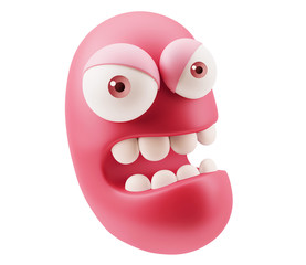 Mad Emoticon Character Face Expression. 3d Rendering.