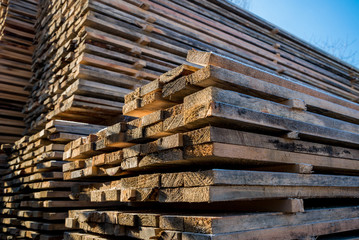 Planks stacked in a pack