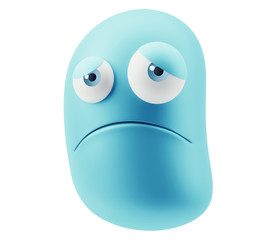 Cry Emoticon Face. 3d Rendering.