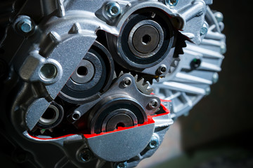 Part of the engine a car close-up