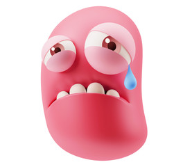 Fototapeta premium Cry Emoticon Face. 3d Rendering.