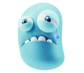 Cry Emoticon Face. 3d Rendering.