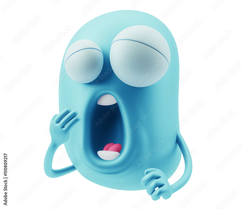 Poster sleep emoticon character face expression. 3d rendering.