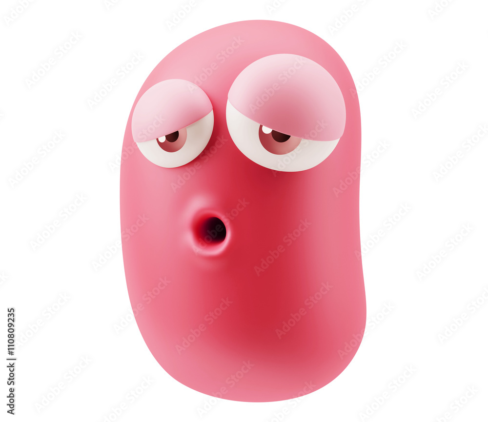 Poster sleep emoticon character face expression. 3d rendering.