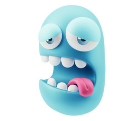 Sleep Emoticon Character Face Expression. 3d Rendering.