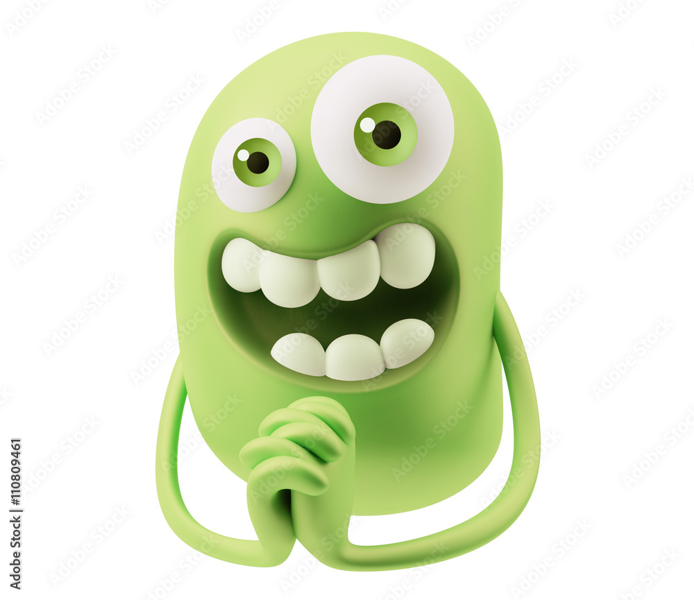 Poster romantic emoticon character face expression. 3d rendering.