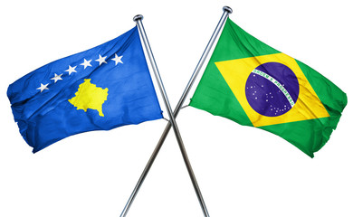 Kosovo flag  combined with brazil flag