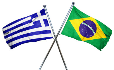 Greece flag  combined with brazil flag