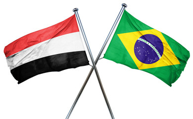 Yemen flag  combined with brazil flag