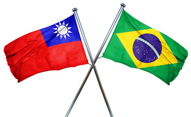 Republic of china flag  combined with brazil flag