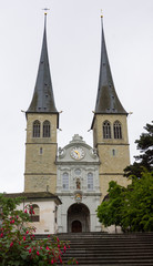 Fototapeta na wymiar Church of St Leodegar, Lucerne, Switzerland