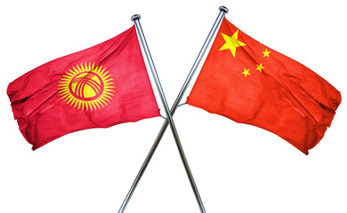 Kyrgyzstan flag  combined with china flag