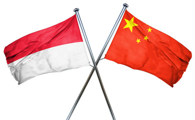 Indonesia flag  combined with china flag