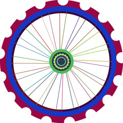 Bicycle wheel isolated on white, vector bike wheels