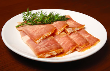 Jerked meat slices on a plate