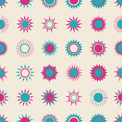 Fototapeta na wymiar Suns on the sky seamless pattern