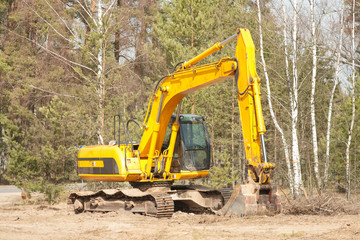 excavator in forest