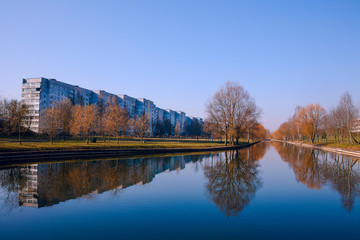 town landscape with a river