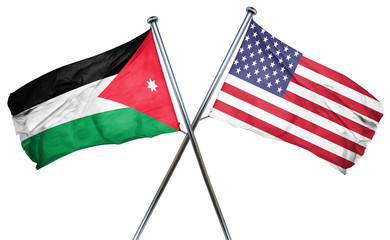 Jordan flag with american flag, isolated on white background