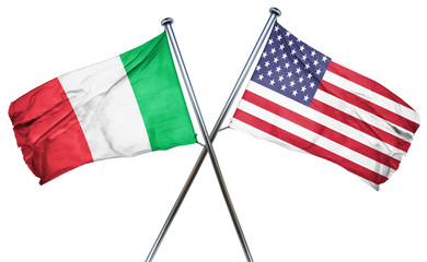 Italy flag with american flag, isolated on white background