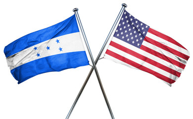 Fototapeta premium Honduras flag with american flag, isolated on white background