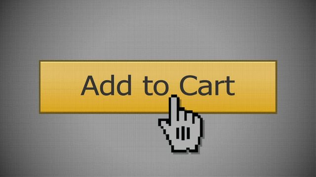 Clicking on an Add to Cart button with a mouse pointer. With optional luma matte.	