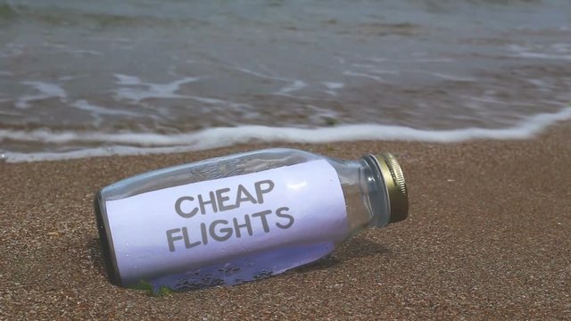 cheap flights written in a bottle washed ashore