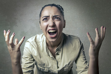 young woman screaming