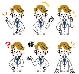 白衣　男性　表情