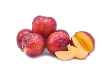 plums isolated on white background