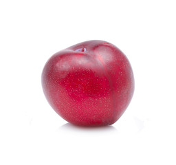 Red plum fruit isolated on white background