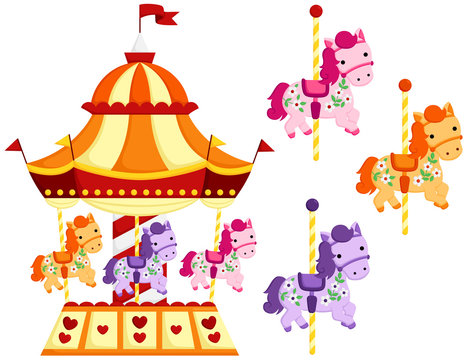 Cute Carousel and Horse