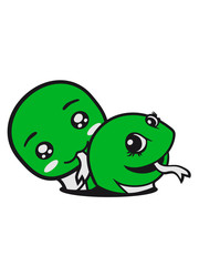 Fototapeta na wymiar 2 buddies couple love couple face head sweet cute little baby child snake comic cartoon kawaii