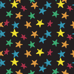 Sketchy Star Seamless Pattern With Dark Background