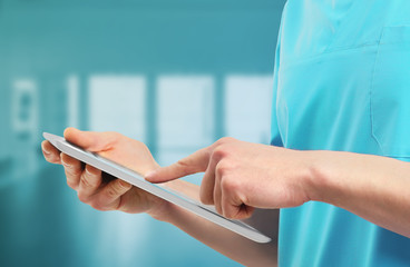 Medicine doctor working with modern digital tablet pc. Medicine technology concept