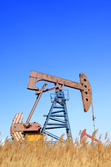 Oil field, oil pump in the work
